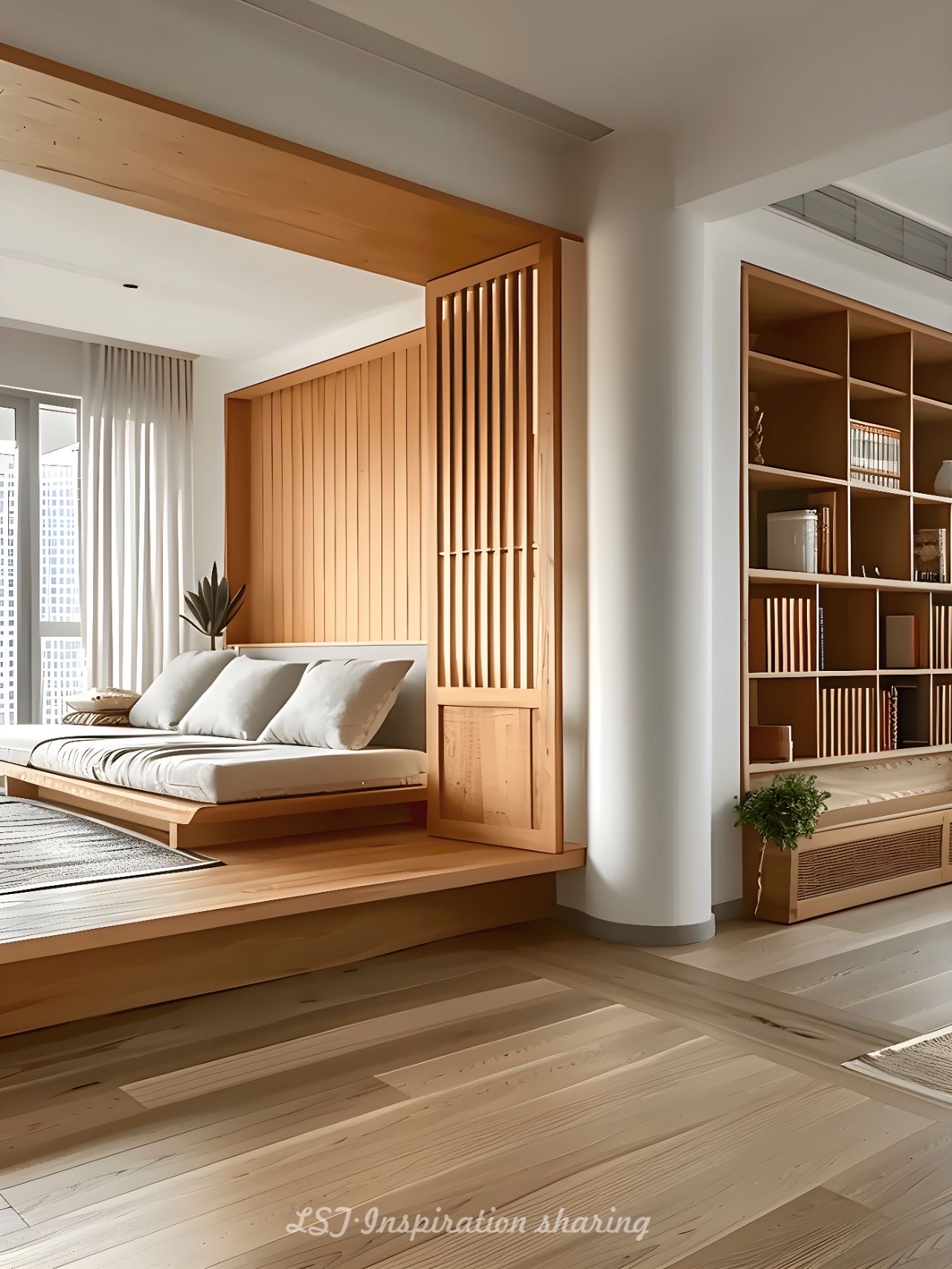 榻榻米+樟子門(mén)!6㎡陽(yáng)臺(tái)原木風(fēng)地臺(tái)茶室!#武漢裝修設(shè)計(jì)#